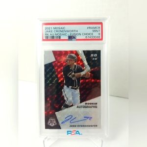 2021 Panini Mosaic Jake Cronenworth RC Auto Fusion Choice # RAM-CR PSA 9 MINT